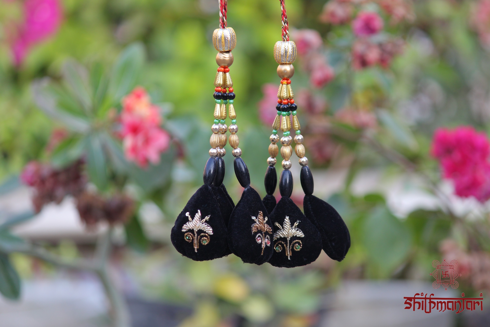 Krishna Leela Black Velvet Potli with Royal Cow Motif (Heritage Embroidered Clutch) - Image 2
