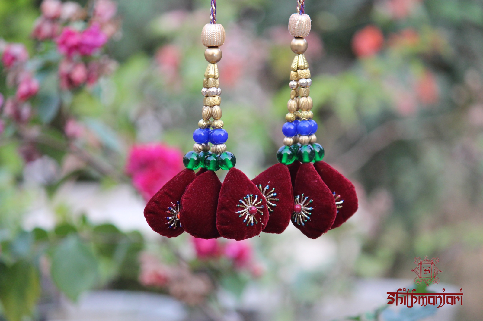 Royal Maroon Velvet Peacock Embroidered Potli Bag with Zari & Bead Work (Designer Ethnic Clutch) - Image 2