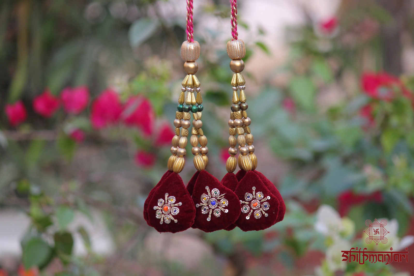 Mehrunisa Gulrang Luxe Latkan Set with Multicolor Beads & Velvet Tassel Finish (Premium Ethnic Accessory)